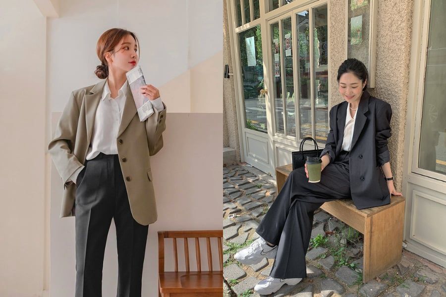 Phối áo sơ mi với áo khoác blazer