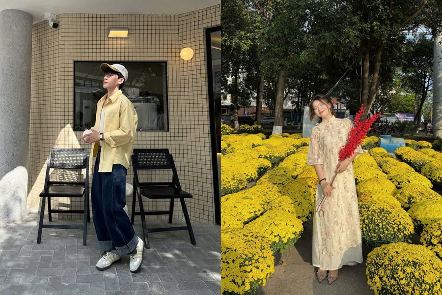 trang phục vàng diện tết