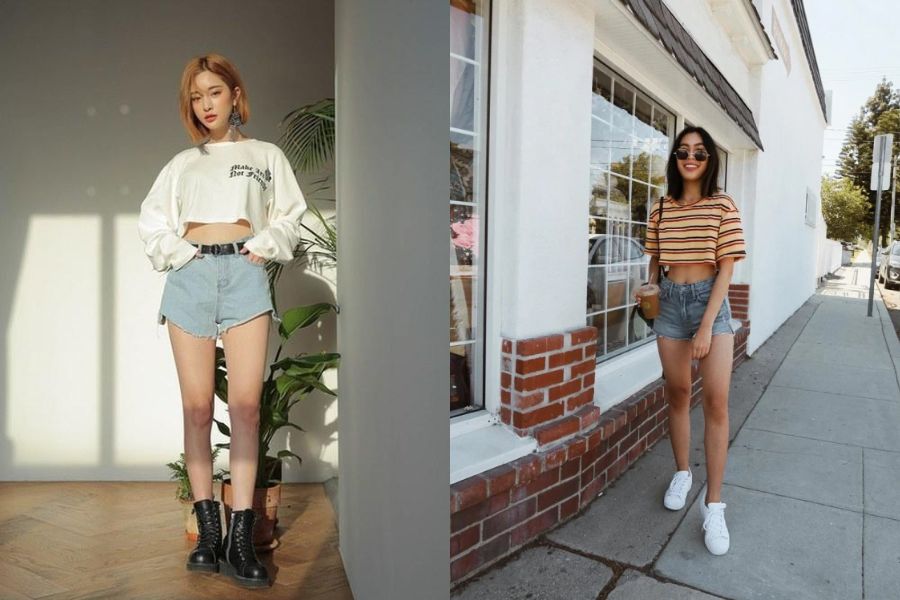 áo croptop cùng quần short