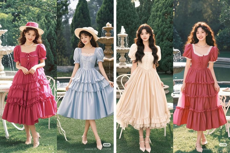 Mẫu đầm nhiều tầng sử dụng lớp đệm lưới bồng bềnh