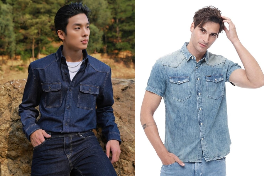 Mẫu áo sơ mi nam denim phong cách