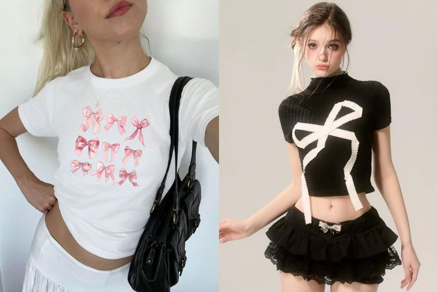 Babytee và nơ đính là sự kết hợp hoàn hảo