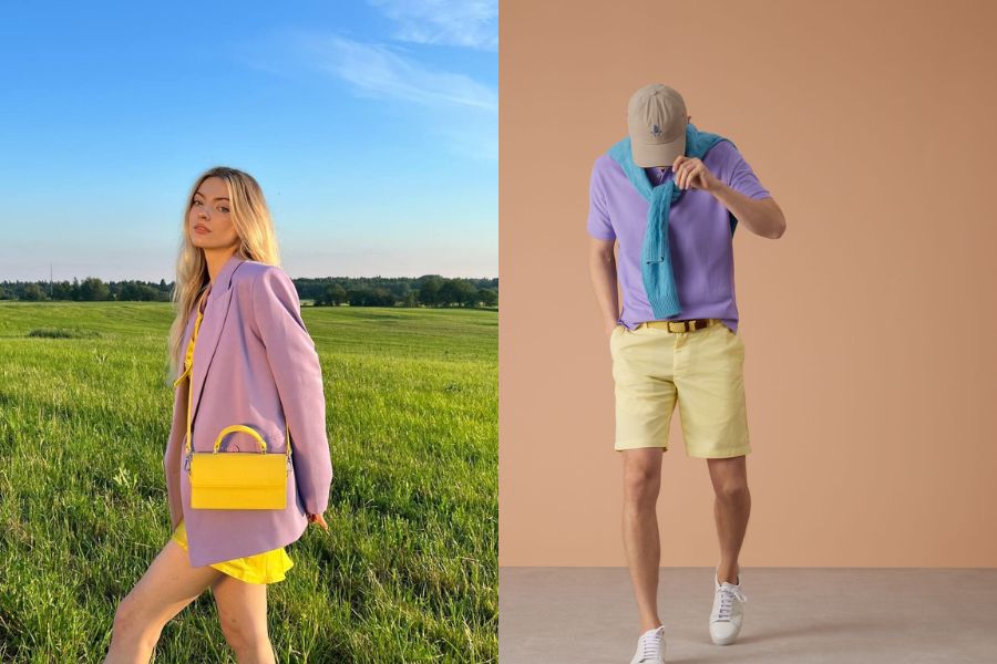 Phối Vàng Acacia và Tím Pastel