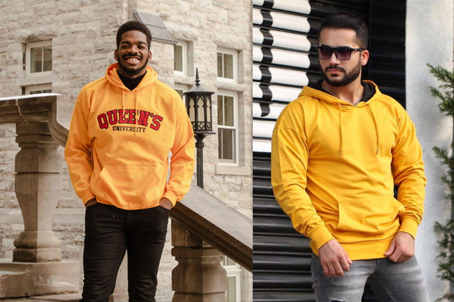 Chọn quần không quá sáng màu để làm dịu đi màu vàng của chiếc áo hoodie