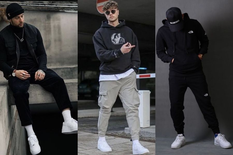 Phối đồ với giày nike air force 1 nam cùng quần jogger