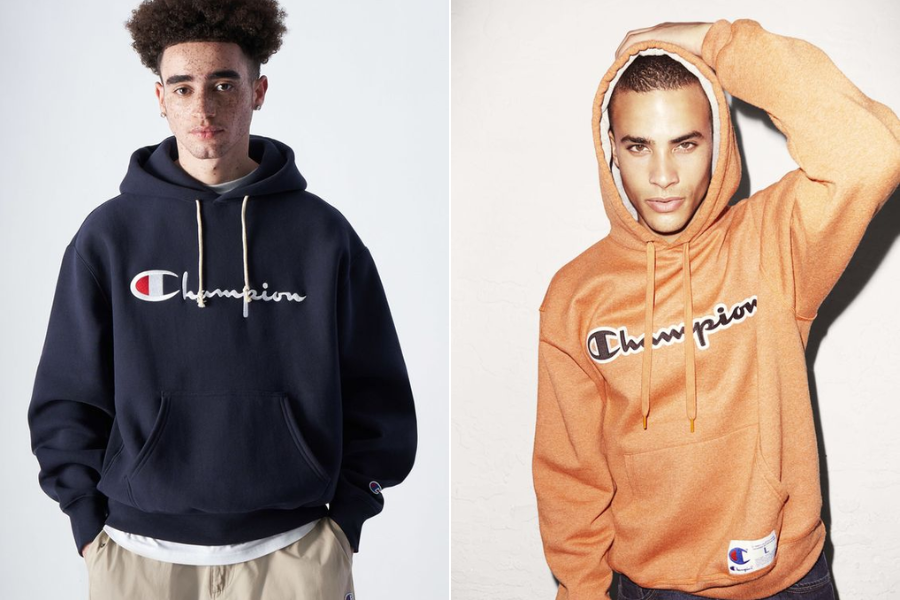 Champion gây ấn tượng bởi logo nổi bật trong số các thương hiệu áo hoodie