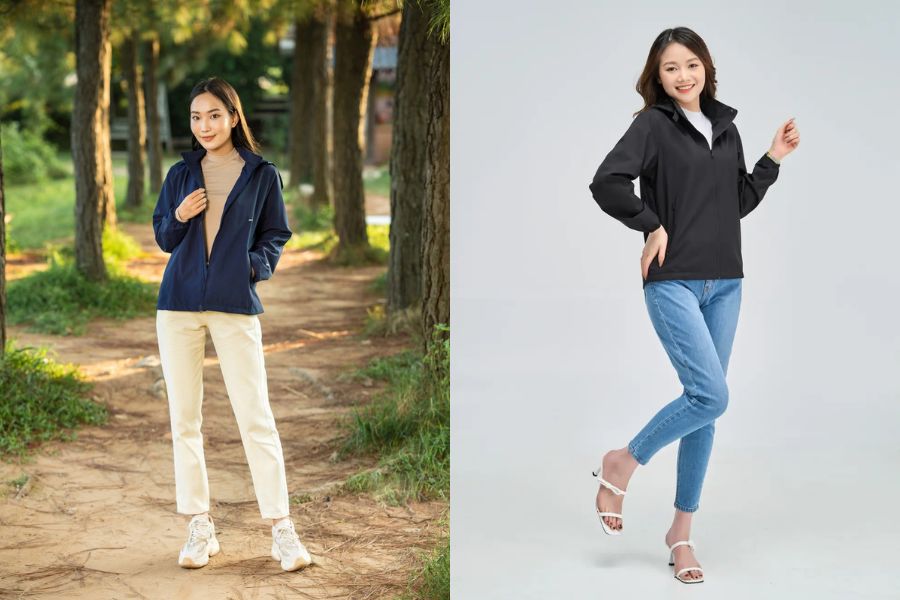 Áo khoác gió mix skinny jeans