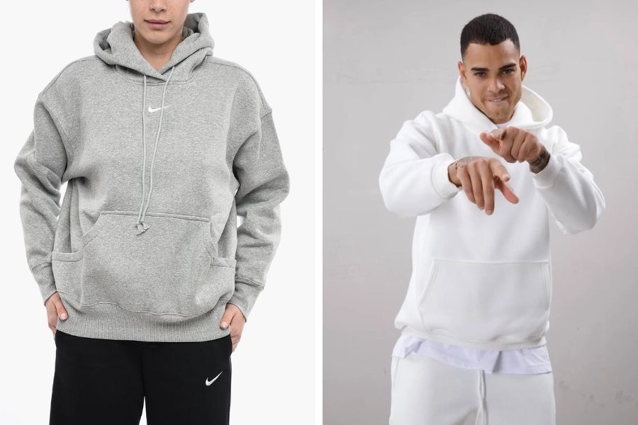 Mẫu áo hoodie nam chất liệu cotton và polyester bền bỉ