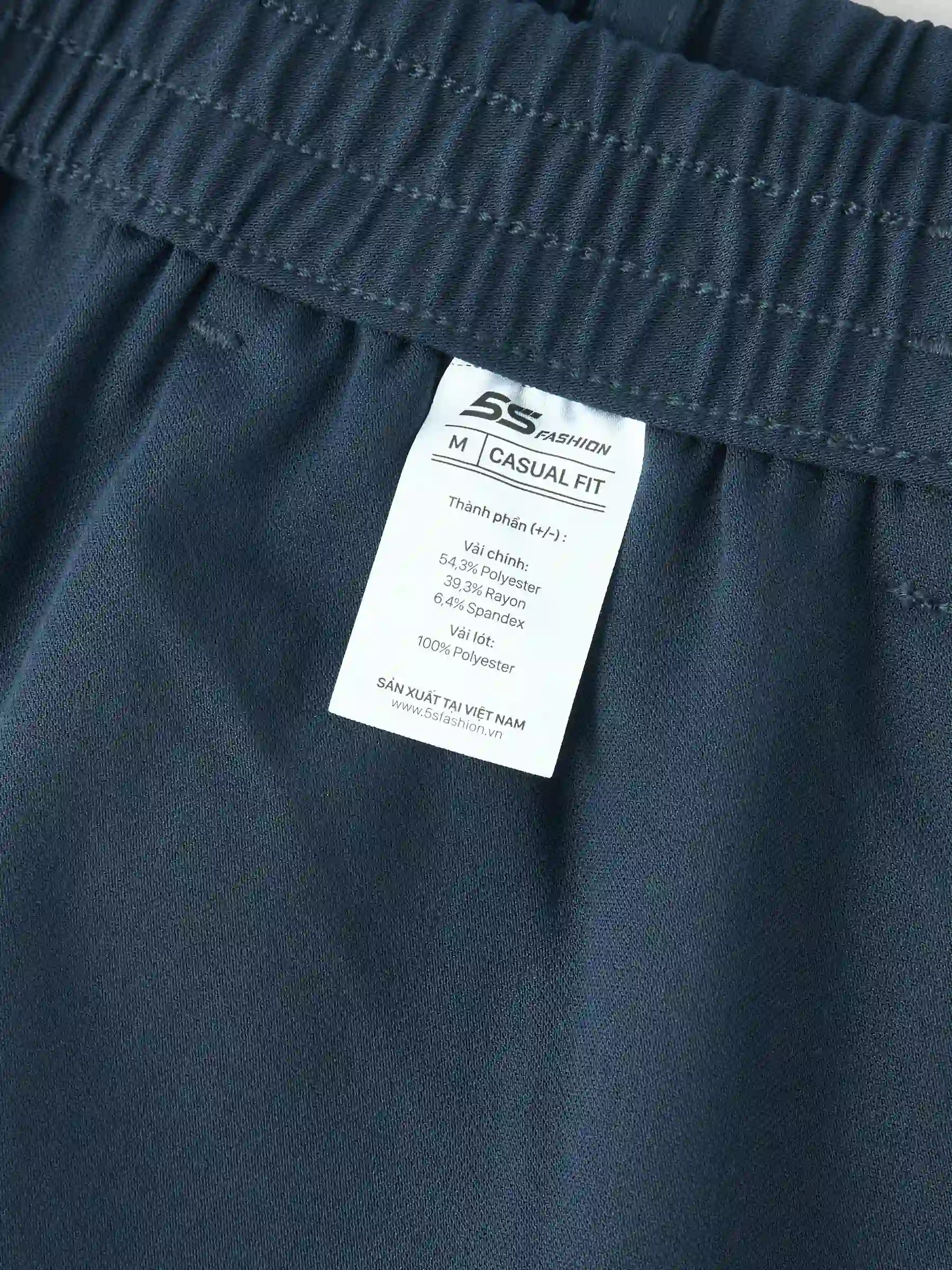 Quần Dài Casual Nam 5S Fashion Cạp Cúc Phối Chun M0QDC25004