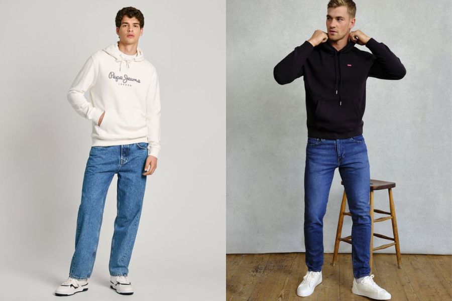 Kết hợp áo hoodie với quần jean là một lựa chọn phổ biến