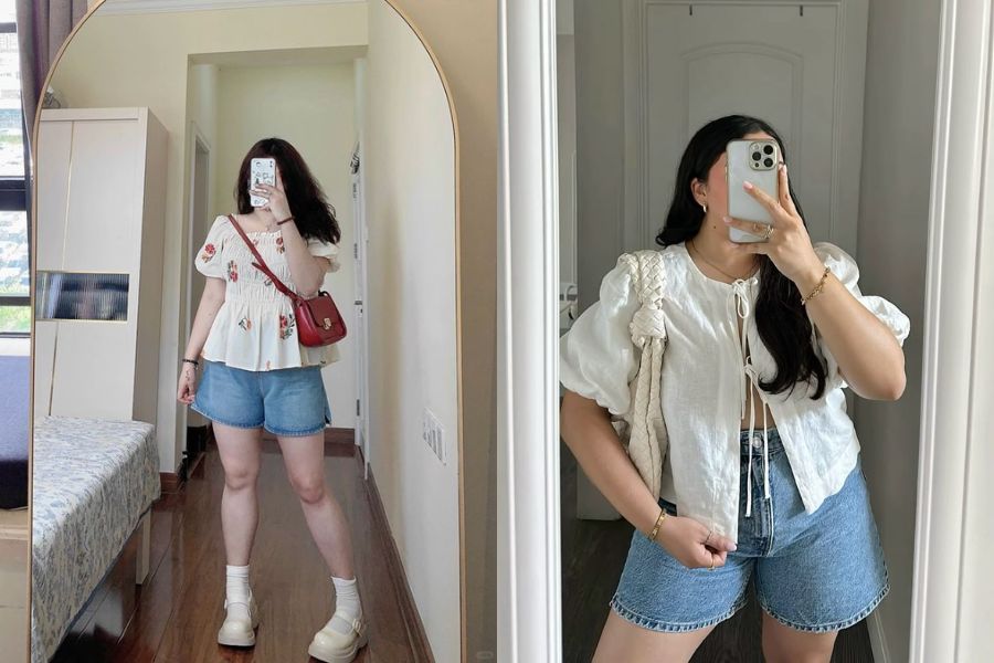 Phối áo babydoll cùng quần short