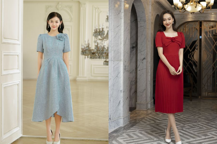 Váy xòe đính hoa nổi bật