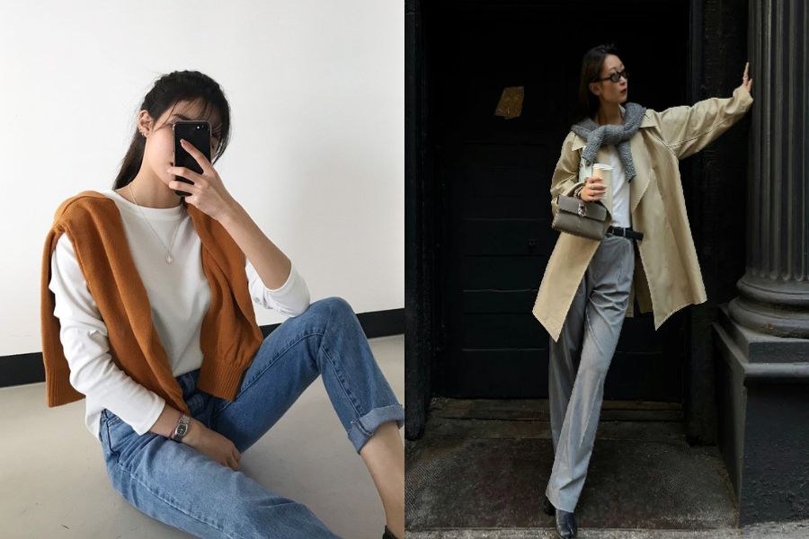 Áo cardigan khoác hờ trên vai