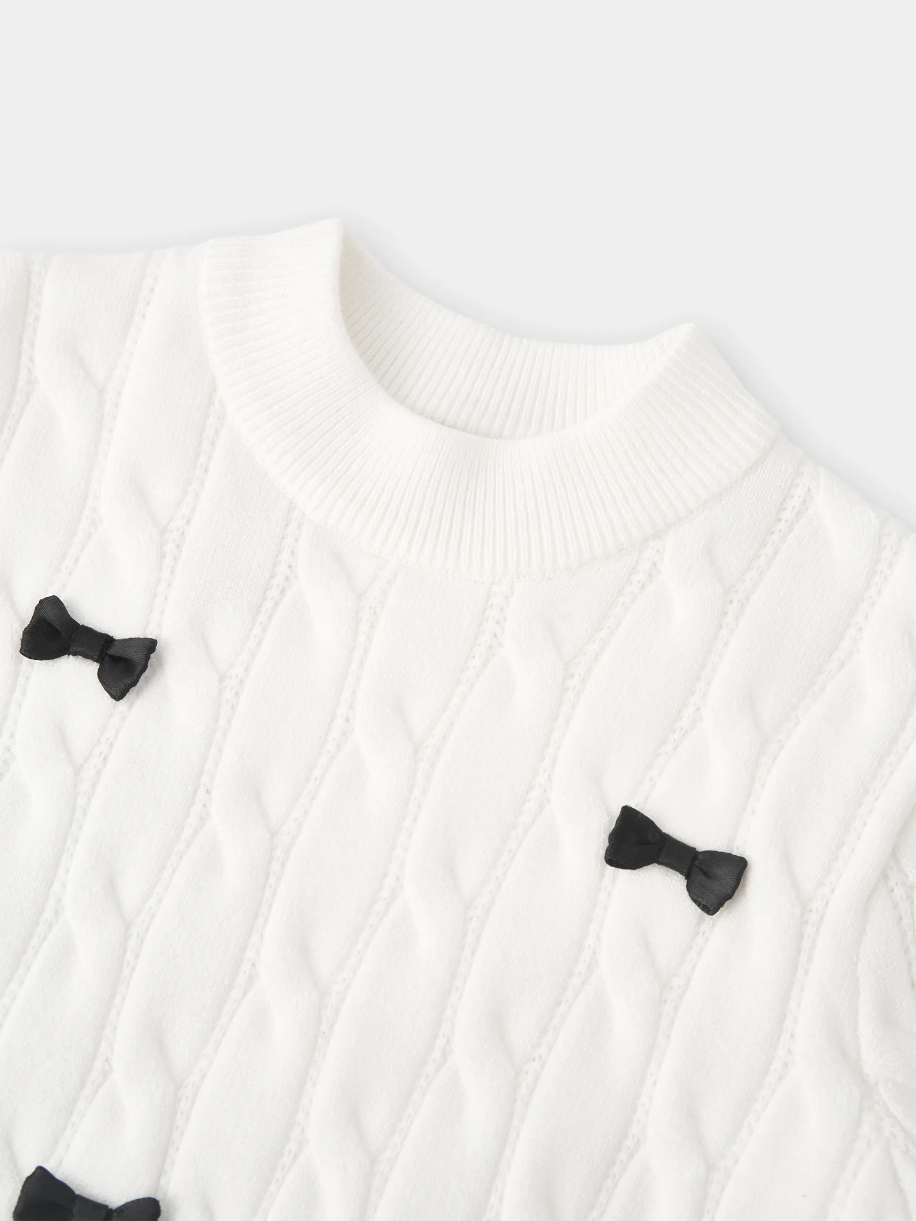 Áo Len Bé Gái Đính Nơ 5S Fashion Kiểu Vặn Thừng Phom Regular G0ALE25001