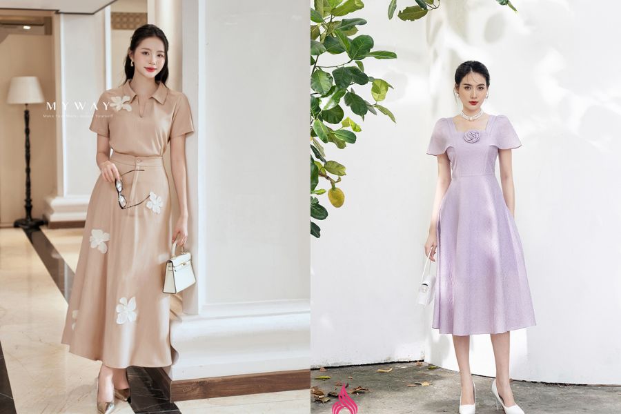 Váy xòe đính hoa điệu đà