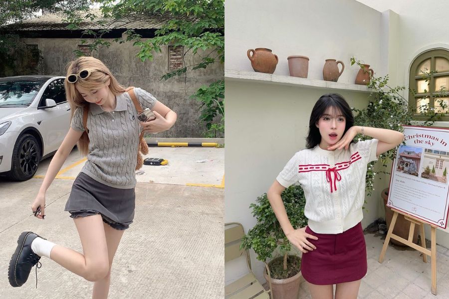 Mongtoghi cộc tay mix chân váy ngắn: Outfit trẻ trung, "hack tuổi"