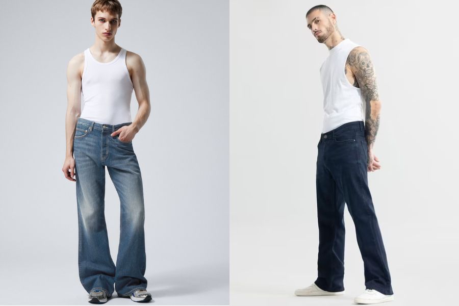 Áo tank top và quần bootcut jeans