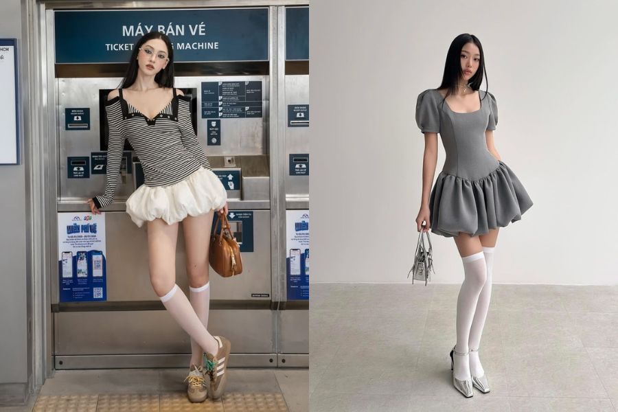 Kiểu chân váy dáng bồng bềnh được các cô nàng cực kỳ ưa chuộng