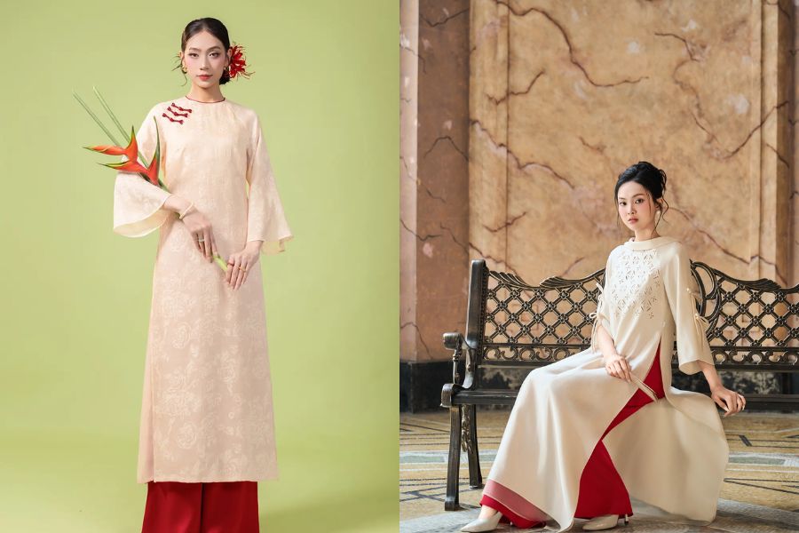 Phối áo dài màu trung tính với quần màu nổi