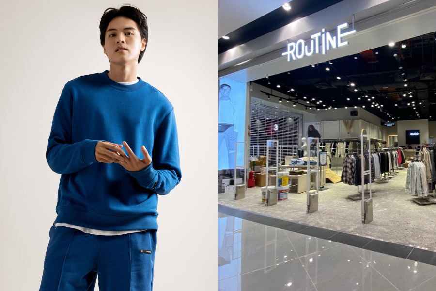 Áo hoodie xanh biển của Routine