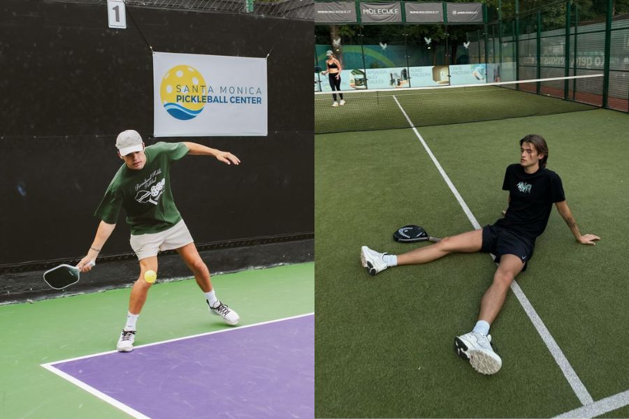 Áo thun thể thao mix cùng quần short chơi Pickleball