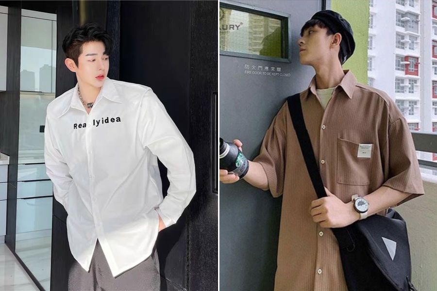 Áo sơ mi vải cotton nam oversize