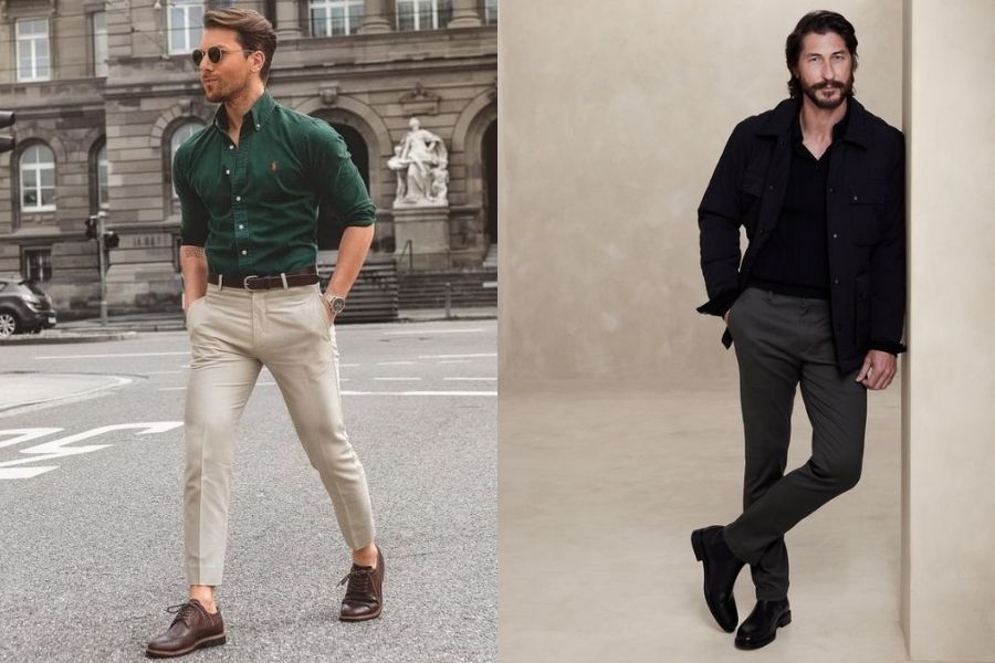 Mix&match với quần chinos và áo sơ mi