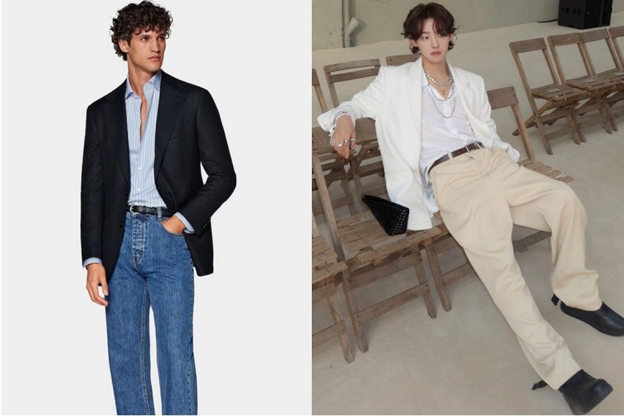 Nếu yêu thích phong cách, thanh lịch thì hãy thử mix quần baggy áo sơ mi nam cùng khoác blazer