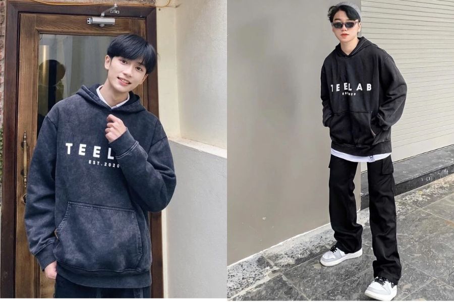 Áo hoodie xám tiêu local brand hiện đại Teelab 