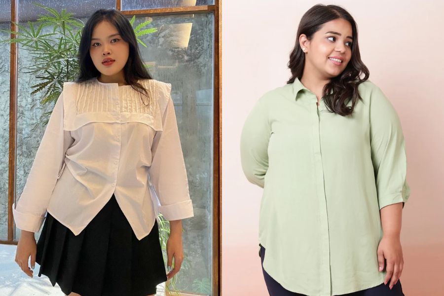 chọn size áo sơ mi nữ cho dáng người tròn