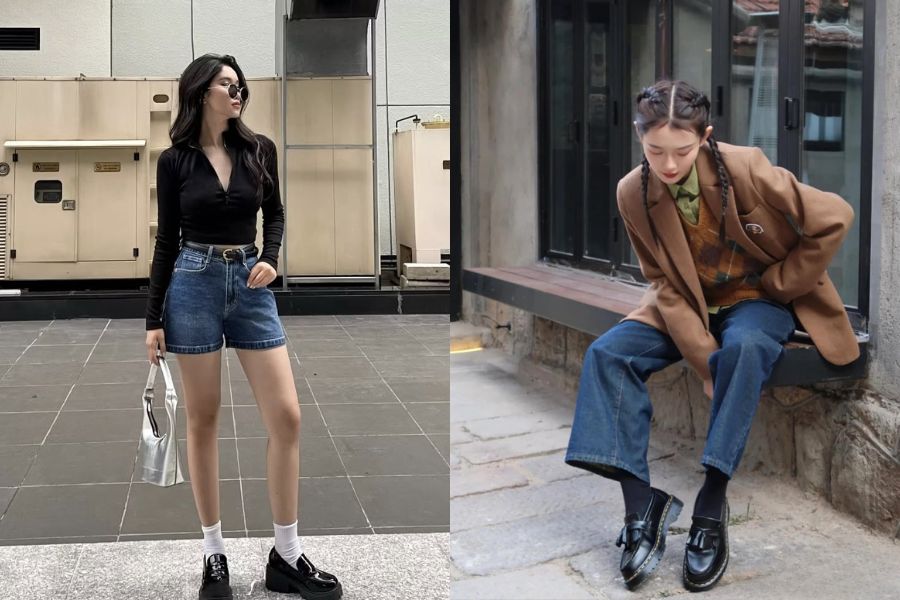 cách phối quần jean nữ với giày oxford