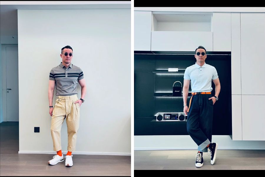 Mix đồ trẻ trung sử dụng quần Cropped Pant, áo polo và phụ kiện màu sắc