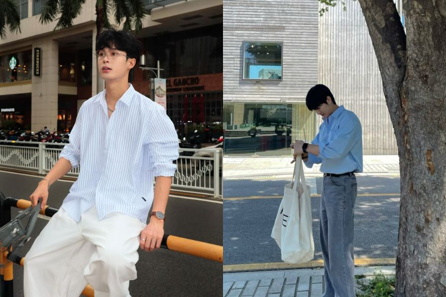 Áo sơ mi phối quần jeans đi đám cưới