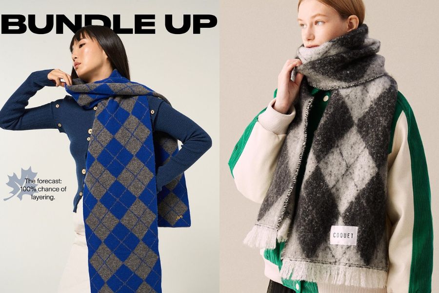 Khăn choàng & phụ kiện họa tiết ô kim cương