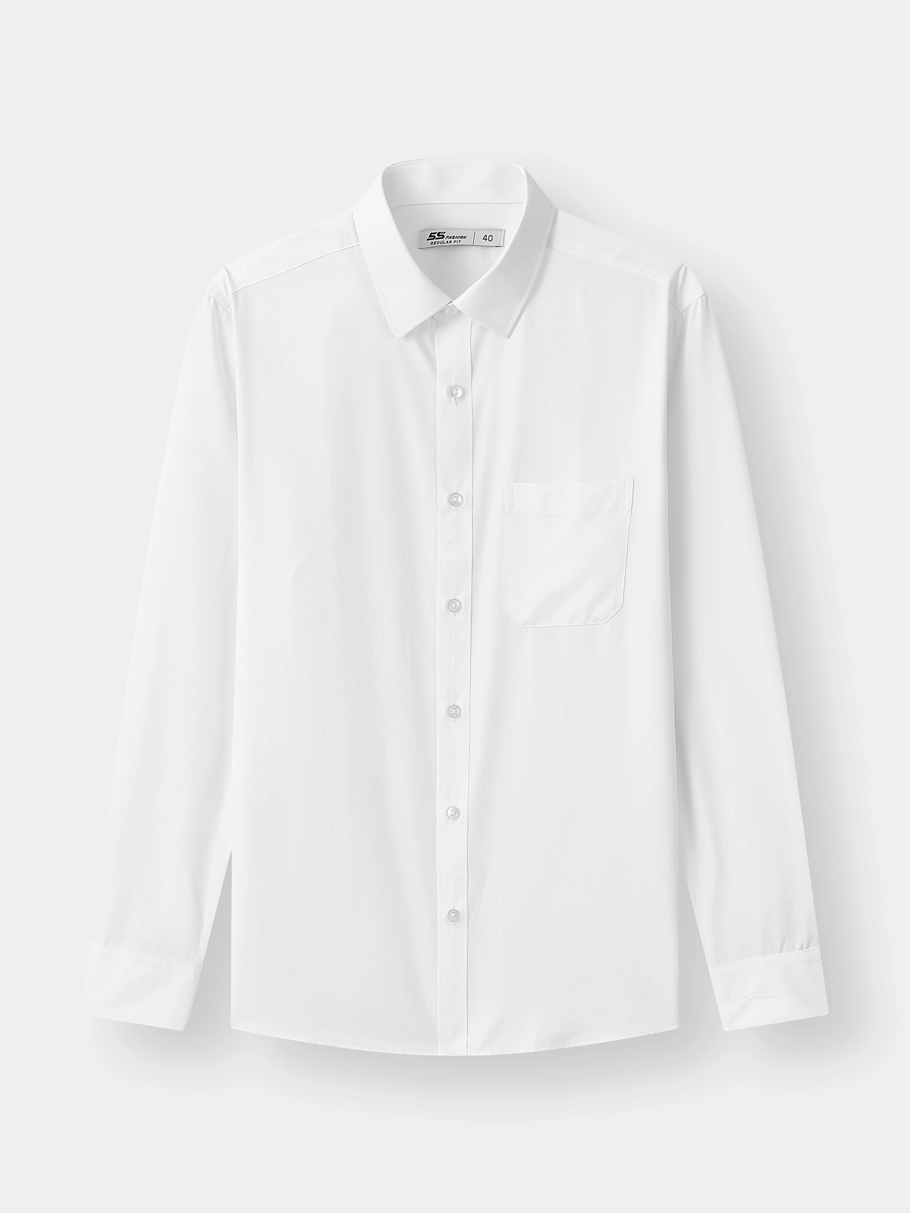 Áo Sơ Mi Nam 5S Fashion Màu Trắng Có Túi Phom Regular M0ASM25010