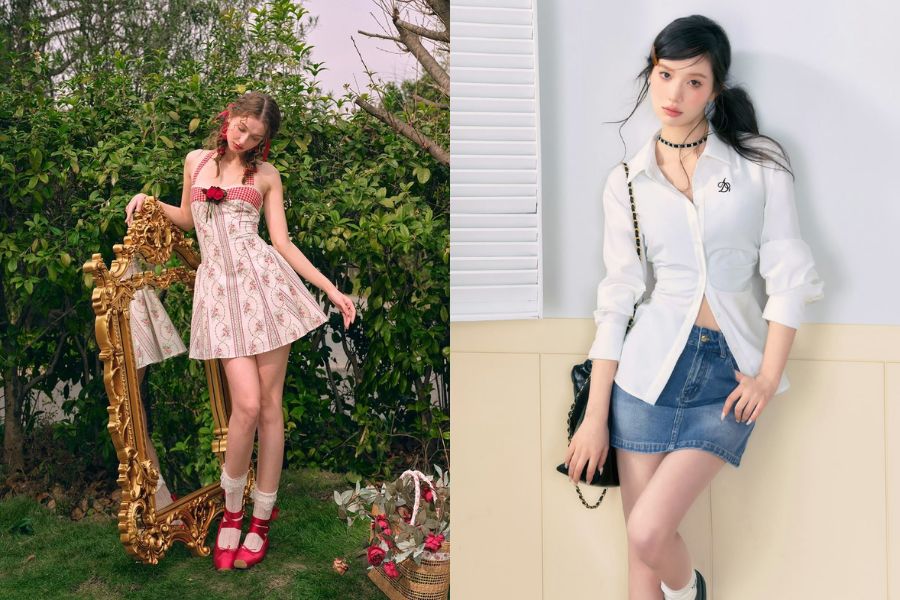 cách mix match trang phục theo coquette style
