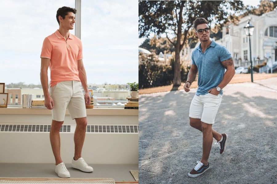 Phối đồ với áo polo quần short kaki