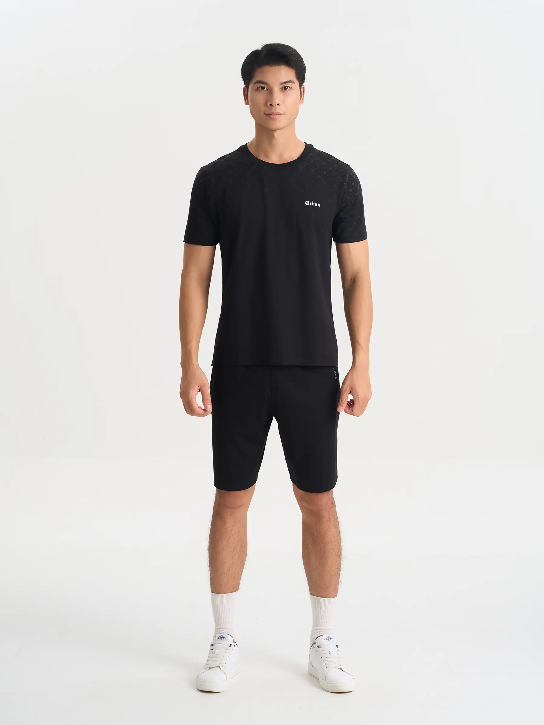 Áo Thun Nam 5S Fashion Họa Tiết Monogram Phom Slimfit ATS25047