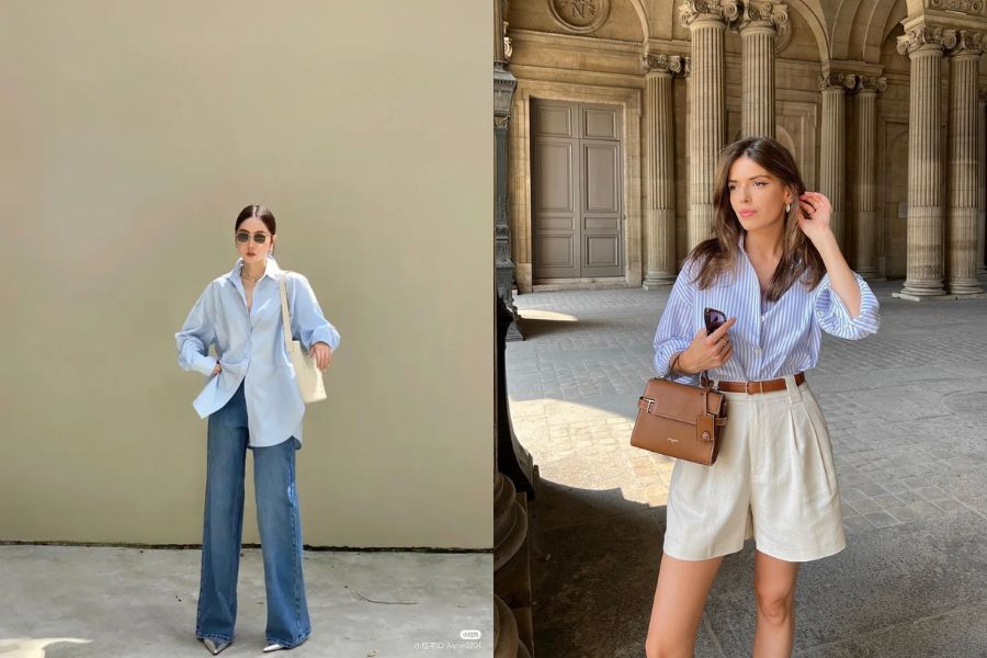 Phối đồ với áo sơ mi nữ dáng oversize