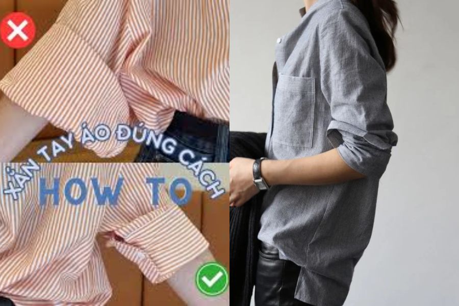 Xắn tay áo kiểu “Half Roll” (nửa cuộn)