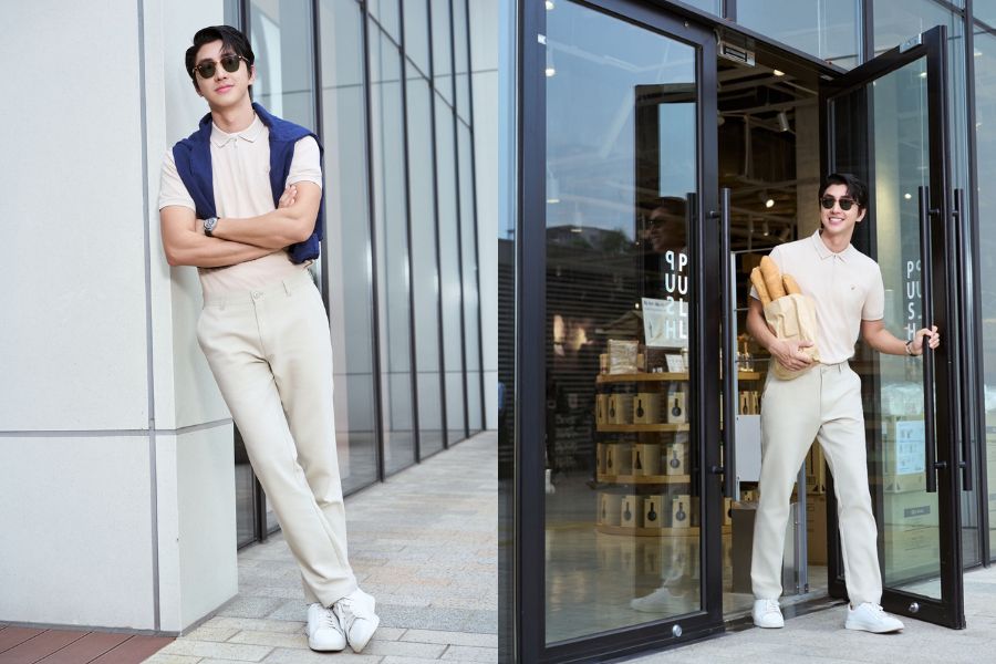 Áo Polo đen mix quần Jean Skinny màu đen
