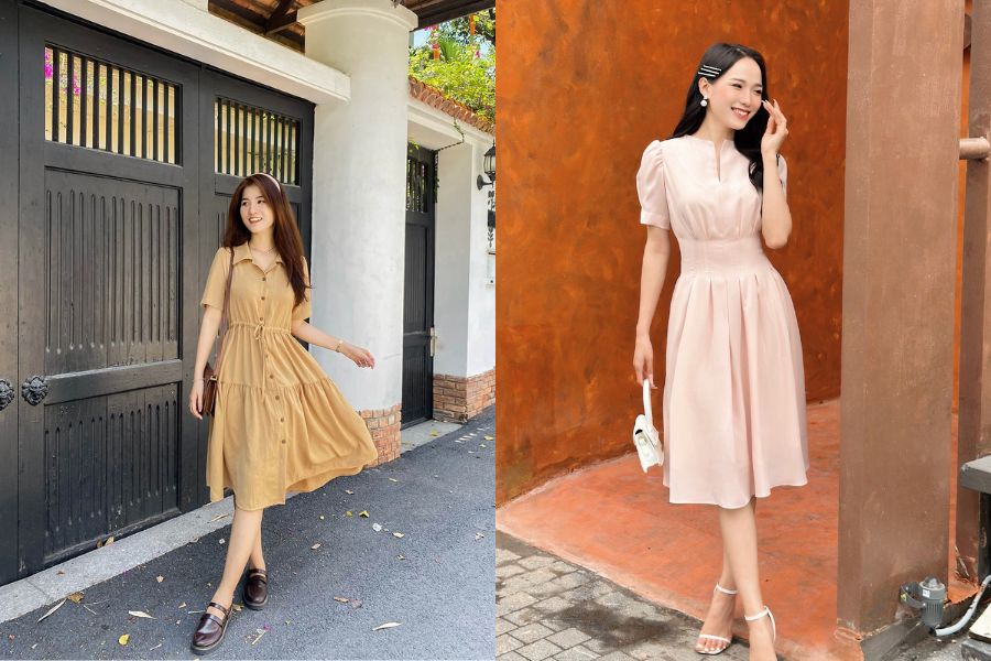 Váy cut-out hoặc lệch vai