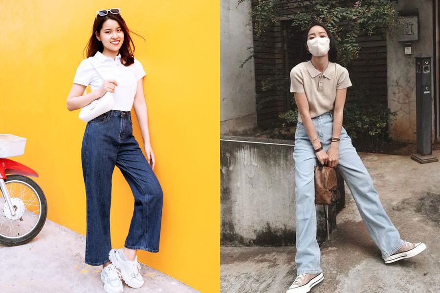 áo polo mix quần jean baggy