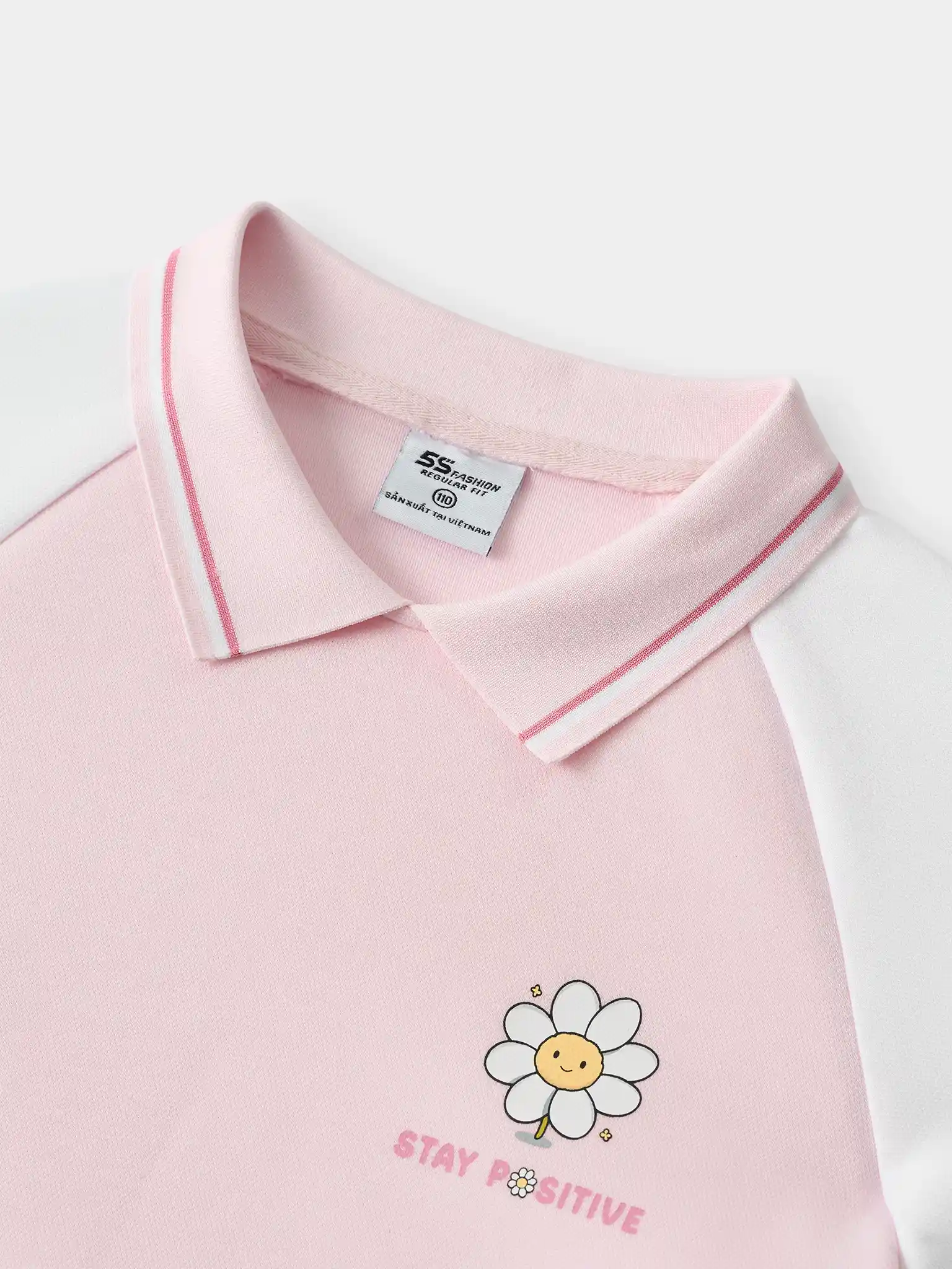 Áo Polo Bé Gái Chất Nỉ 5S Fashion Tay Raglan In Dễ Thương GBANI25002