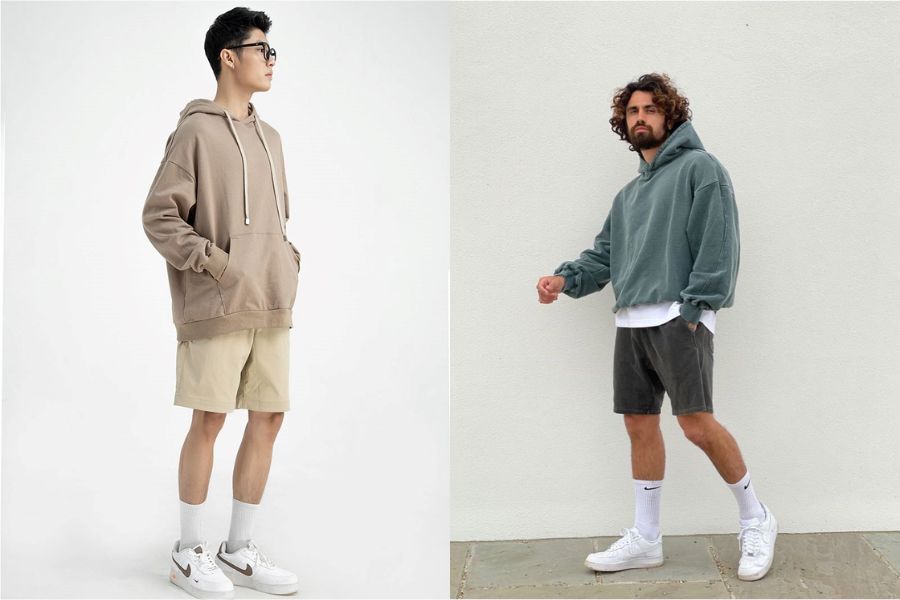 hoodie mix cùng quần short