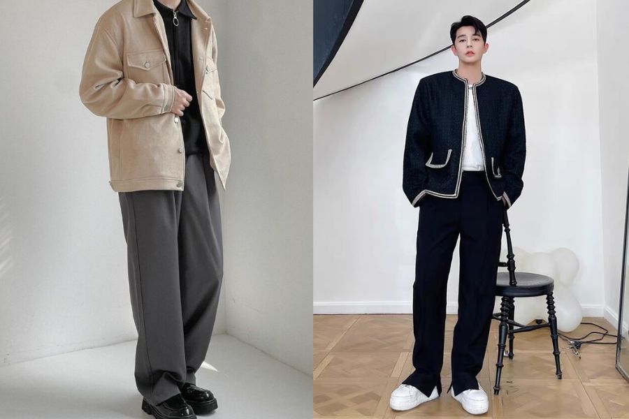 Short Wool Coat Worn With Pants Is Extremely Stylish, Youthful With Wide Leg Pants