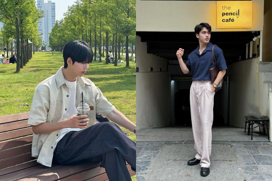 Áo sơ mi mix quần tây ống rộng là outfit cực hợp lý để đi Đà Lạt mùa Hè