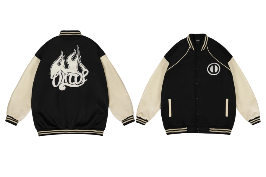 Áo bomber nam đen Varsity Ontop 