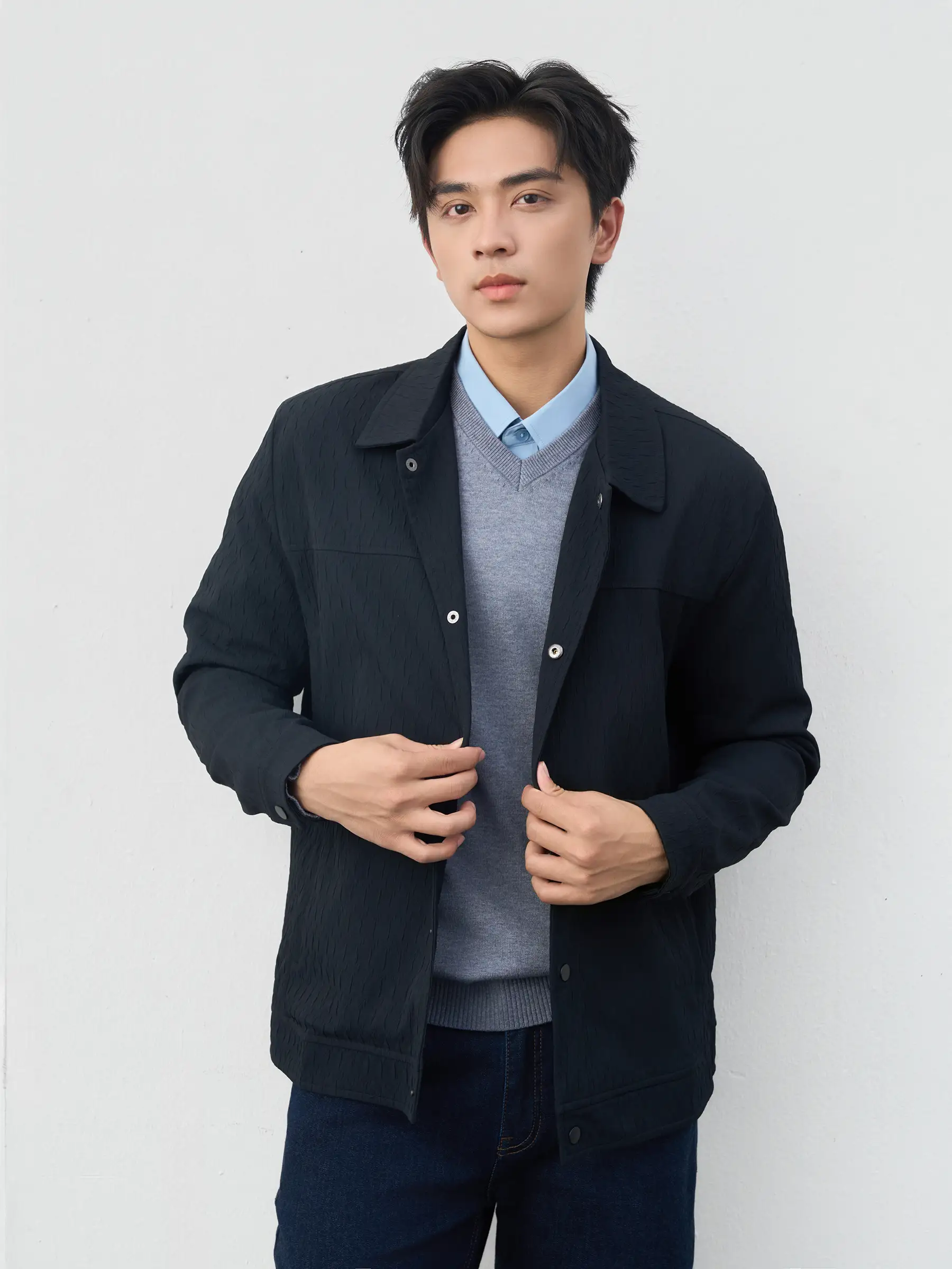 Áo Khoác Thời Trang Nam 5S Fashion Cổ Đức Dệt Hiệu Ứng M0AKH25018