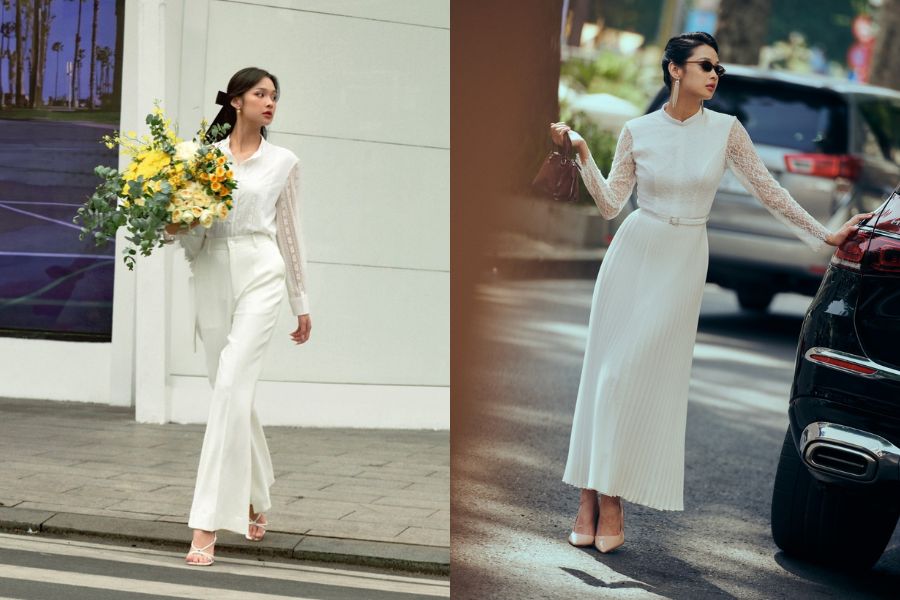 Ứng dụng Cloud Dancer trong trang phục công sở cao cấp